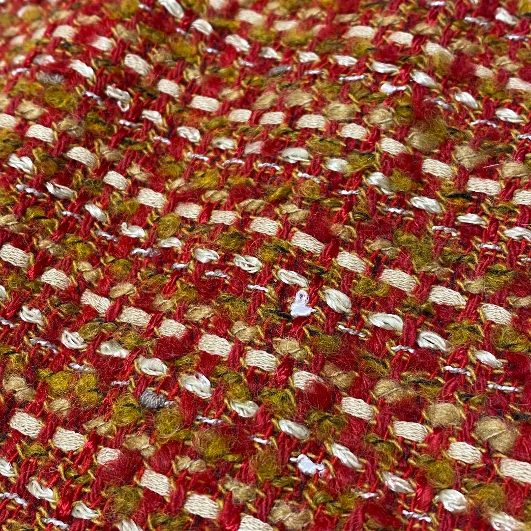 【M'S GRACY】 ニット ドッキングワンピース ツイード レッド 38