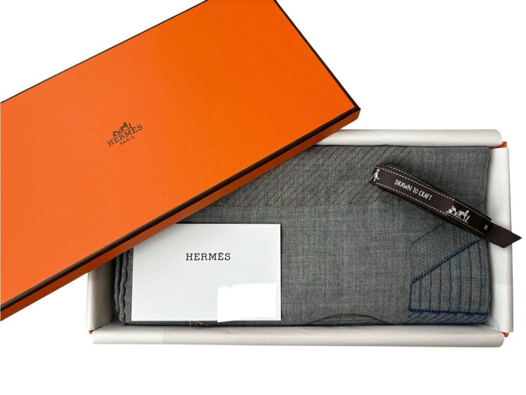 エルメスカシミヤシルク100 刺繍ディテール