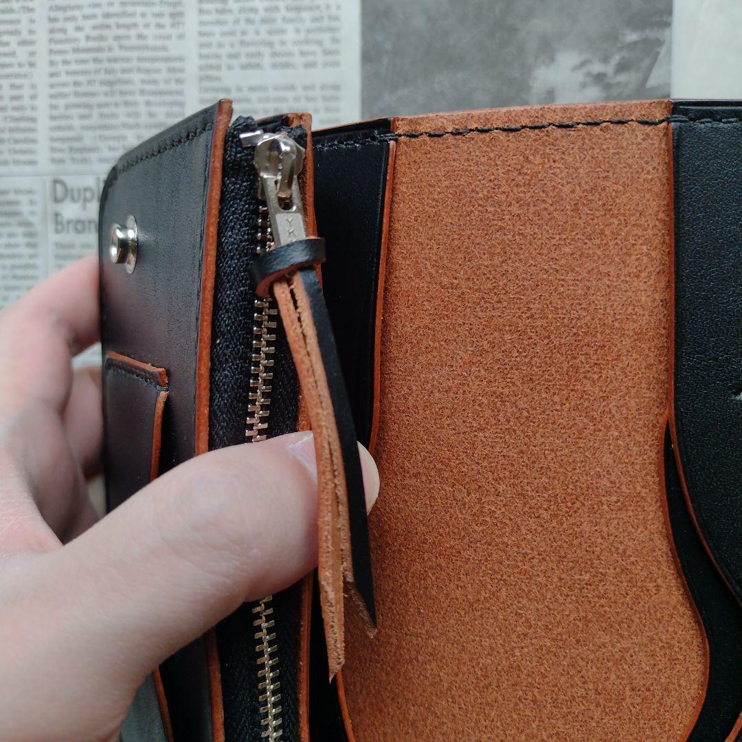 茶芯　2.5層　ロングトラッカー　ウォレット　栃木レザー