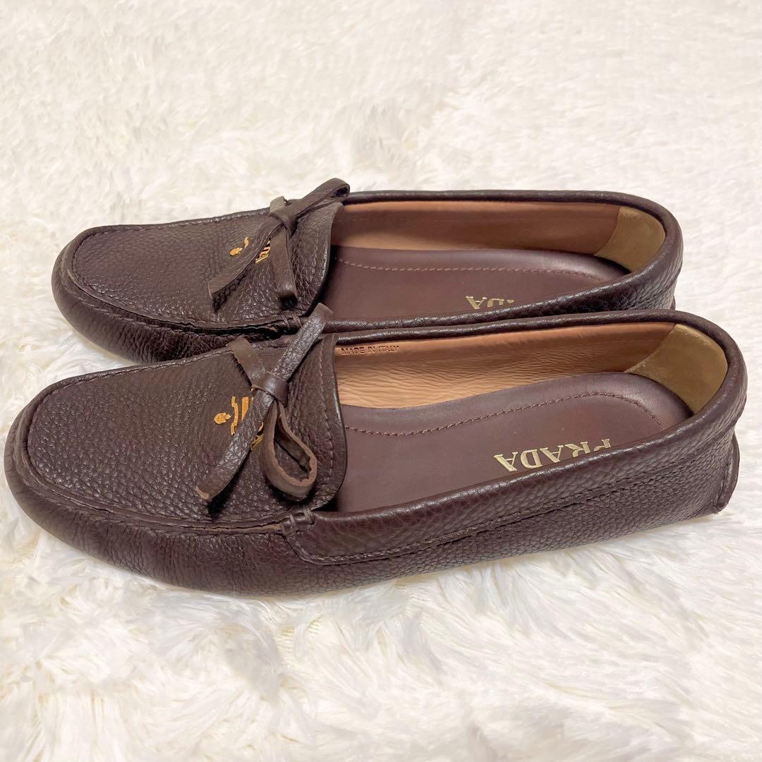 PRADA プラダ ローファー　ドライビングシューズ38 ブラウン　レザー