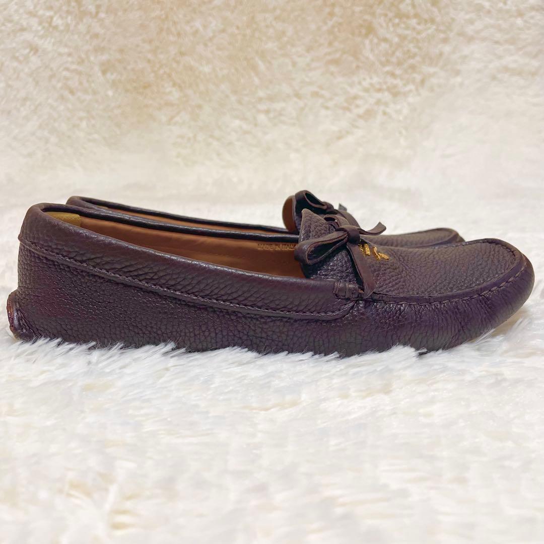 PRADA プラダ ローファー　ドライビングシューズ38 ブラウン　レザー