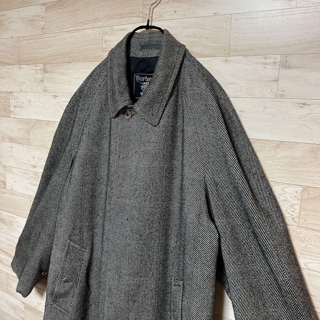 ✨BURBERRYカシミア ヘリンボーン ステンカラーコート ツイードウール