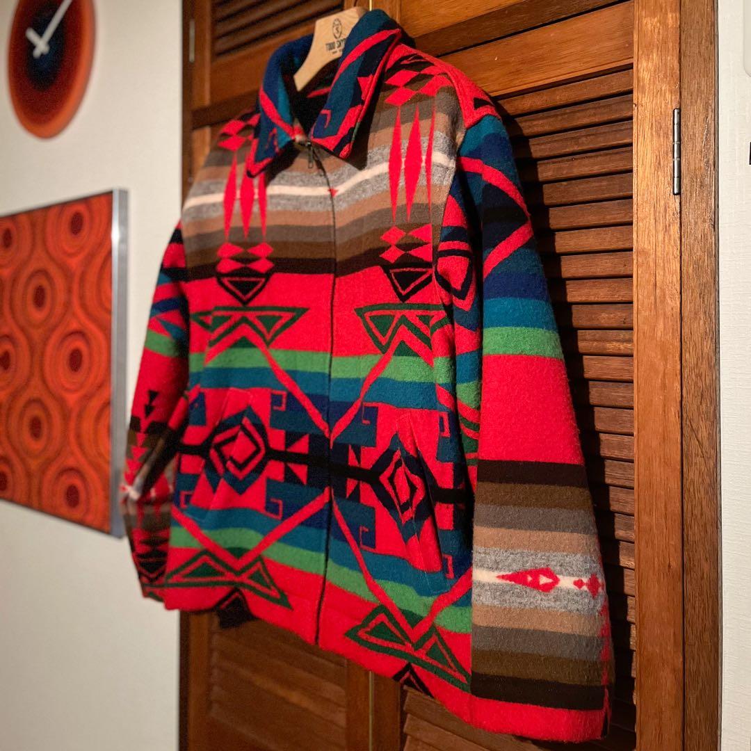 美品 ネイティブ柄 ウールジャケット ビンテージ80s 90s Lサイズ相当