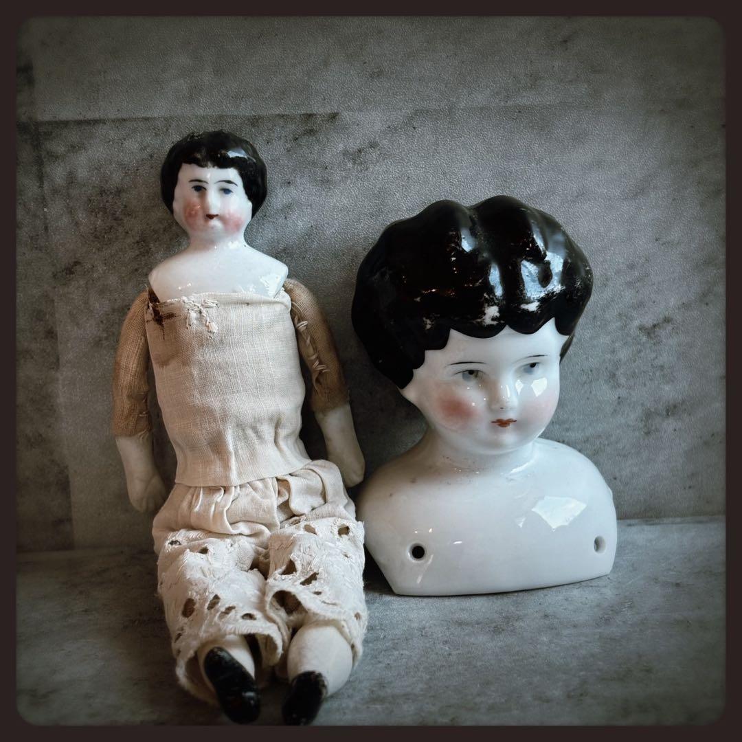 アンティーク　 ジャンクドロワーセット　チャイナヘッドドール　etc