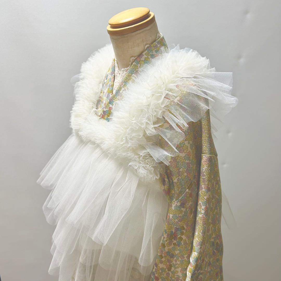被布エプロン【フリルホワイト】チュール被布 被布ドレス 七五三