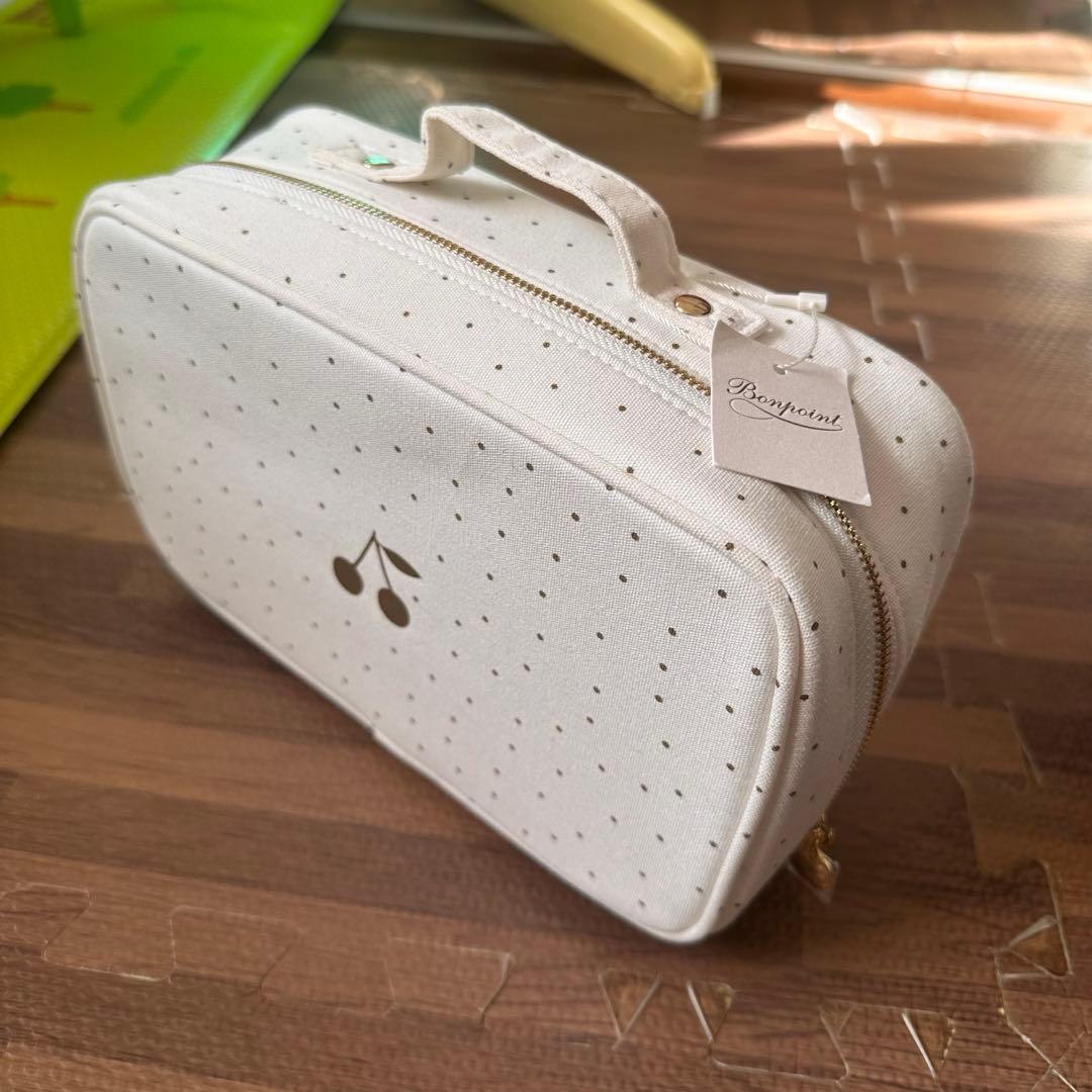 【未使用】ボンポワン　Bonpoint ゴールド　ドットバニティポーチS