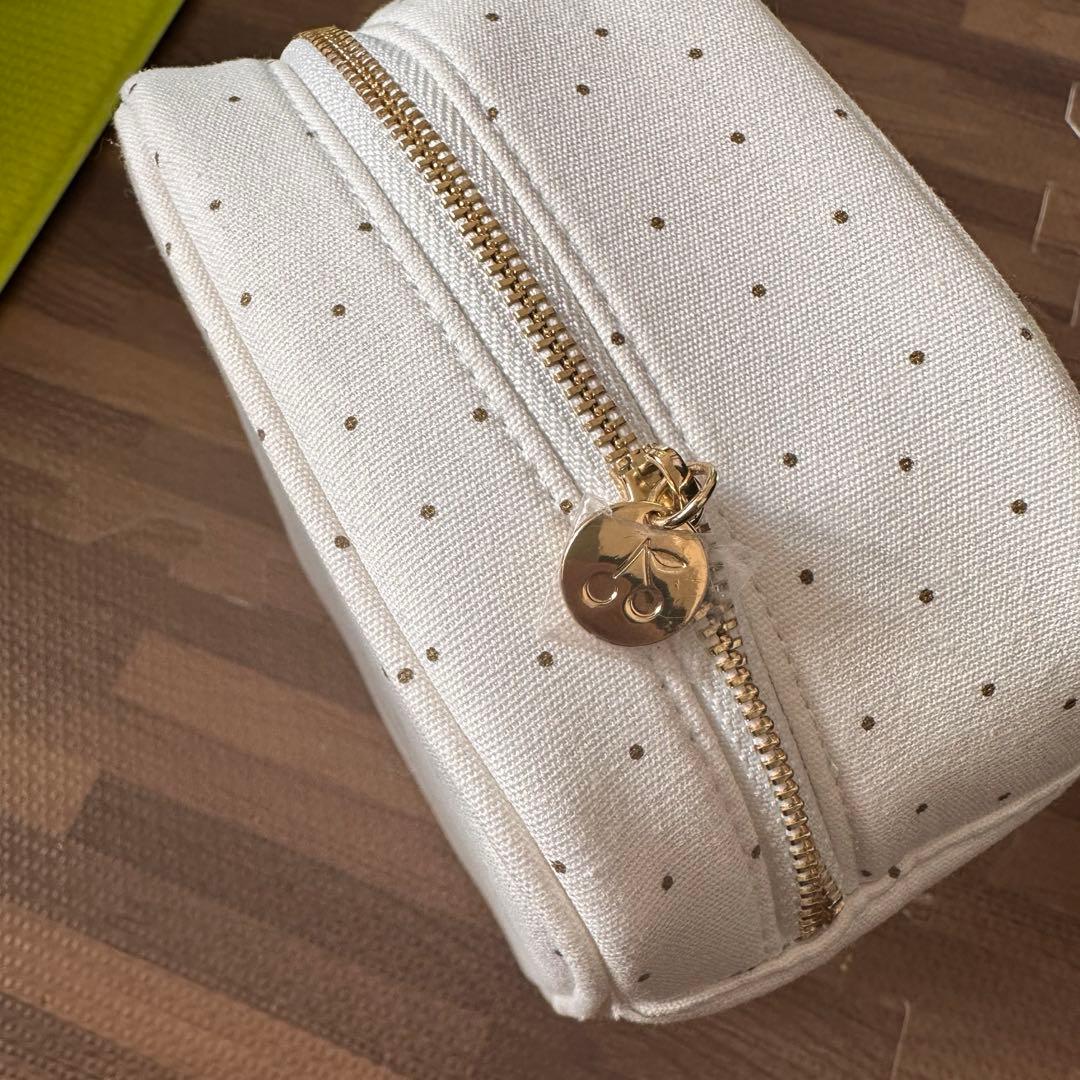 【未使用】ボンポワン　Bonpoint ゴールド　ドットバニティポーチS