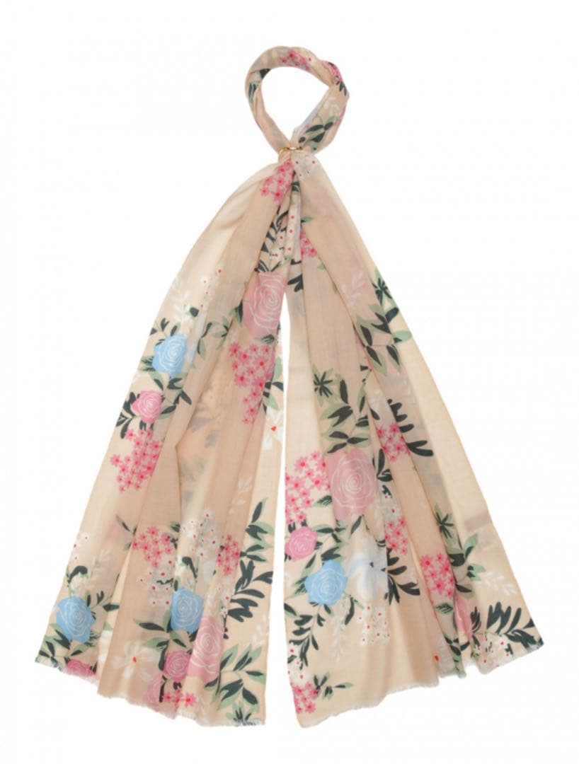 新品】クリスセリーン 花柄 カシミヤ100% ストール 高品質 柔らか 羽織