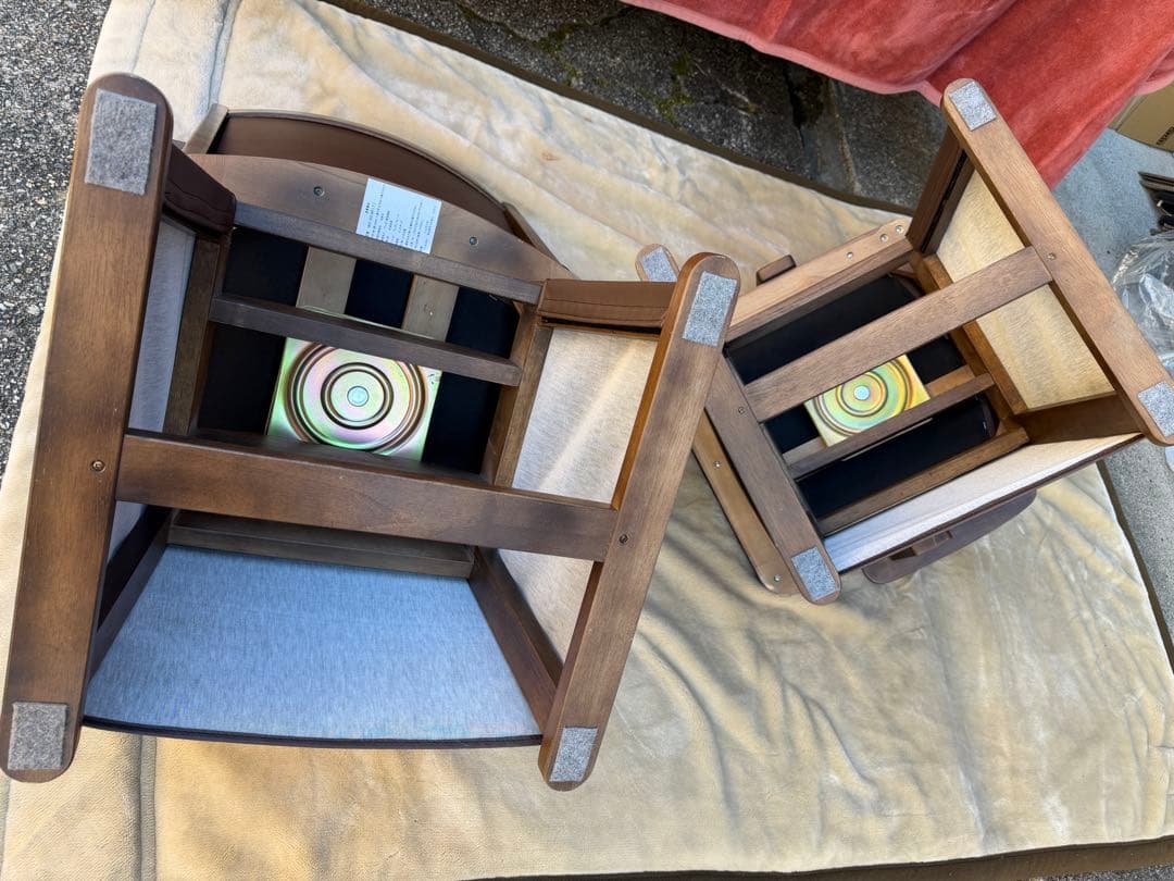 2脚セット 2023年購入 こたつダイニング用 肘付 回転 チェア イス 椅子