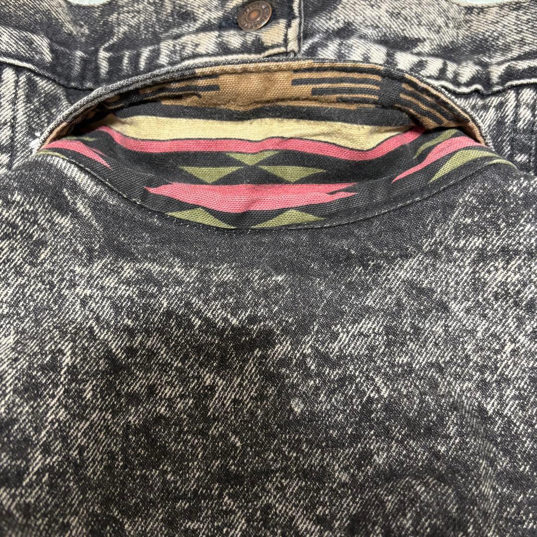 90s USA製 リーバイス ブラックデニムジャケット XL ネイティブ柄