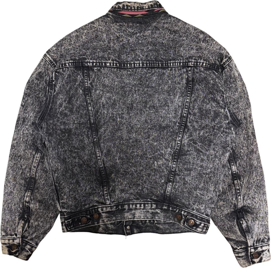 90s USA製 リーバイス ブラックデニムジャケット XL ネイティブ柄