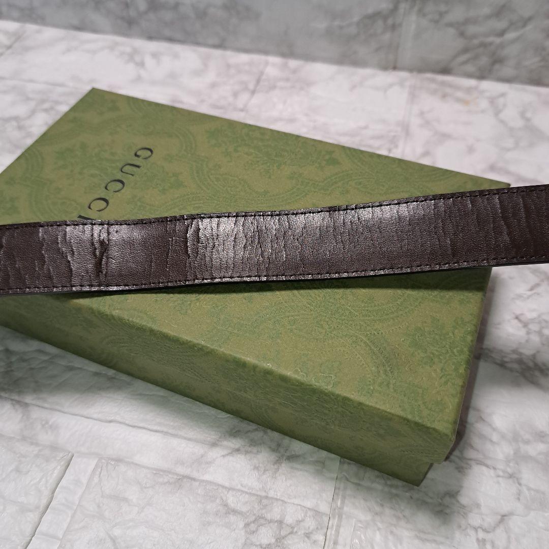 ✨️素敵✨️GUCCI グッチベルト　GG 柄ブラックレザーシルバーバックル