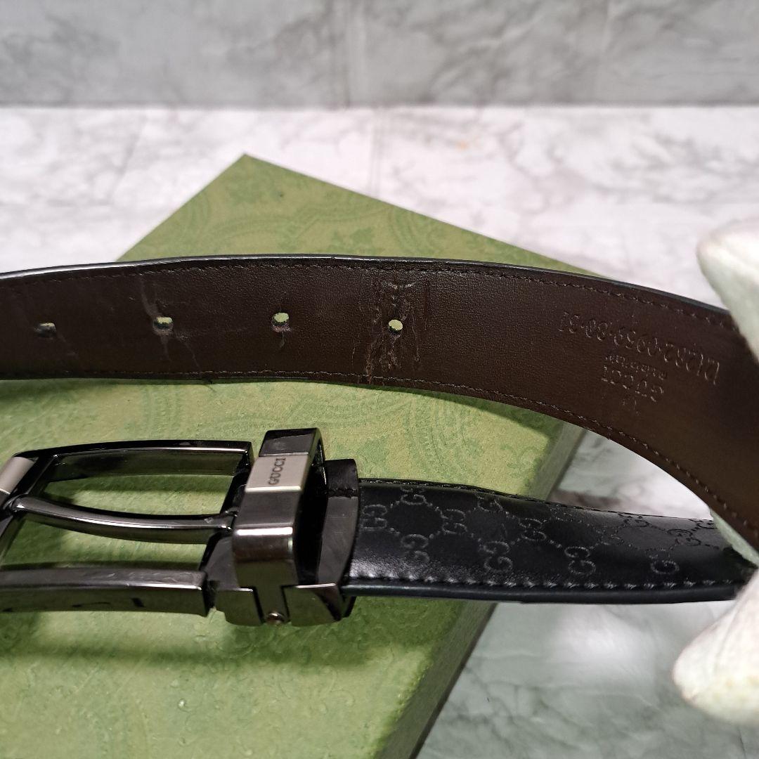 ✨️素敵✨️GUCCI グッチベルト　GG 柄ブラックレザーシルバーバックル