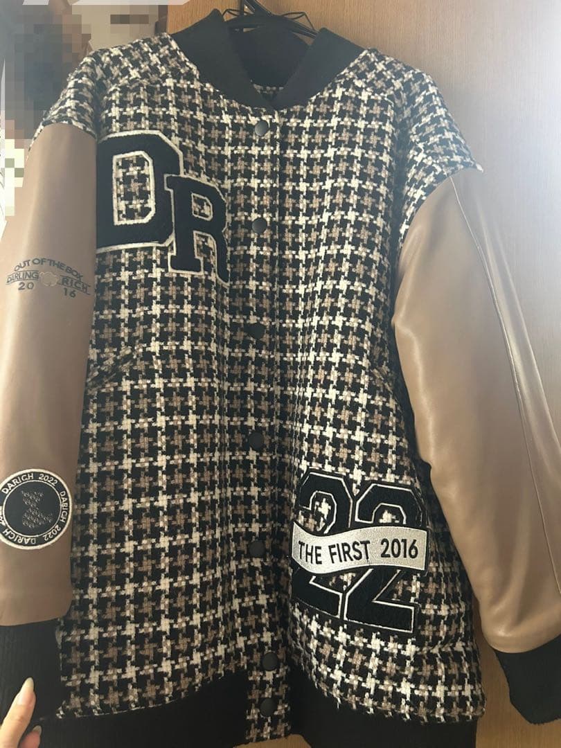 Darich Dベアチェックビッグスタジャン モカ