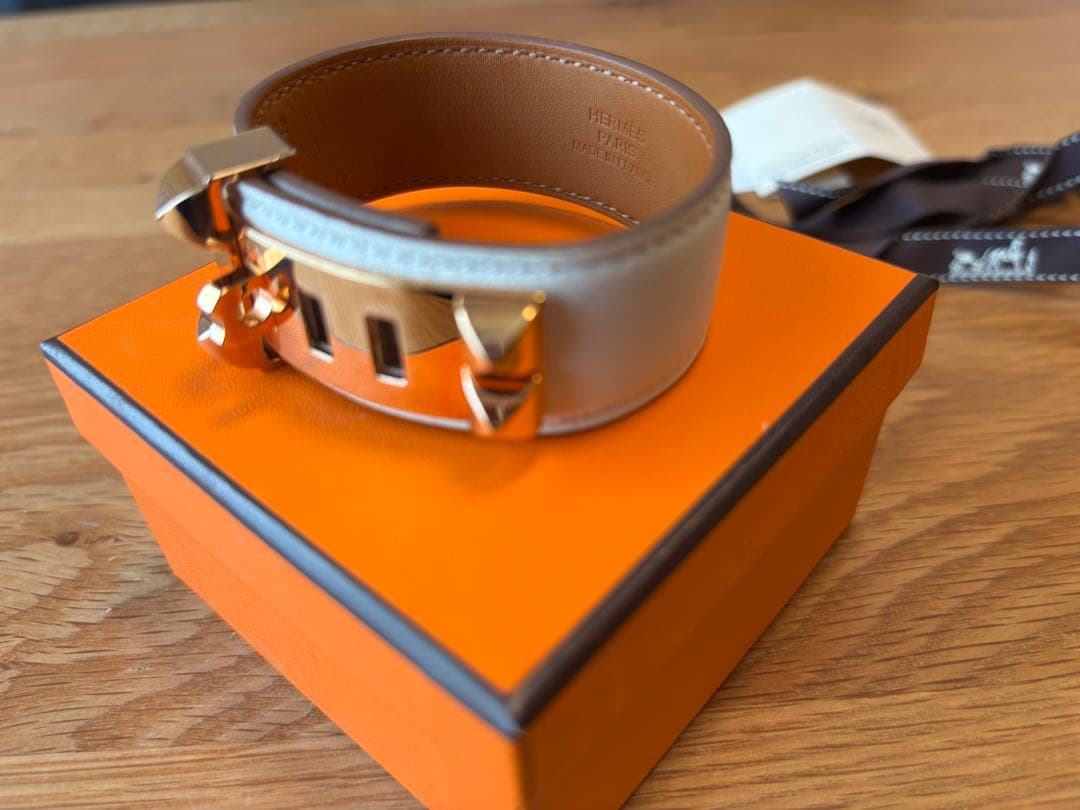 エルメスHERMES レザーブレスレット コリエ・ド・シアン24 ナタ・PG金具