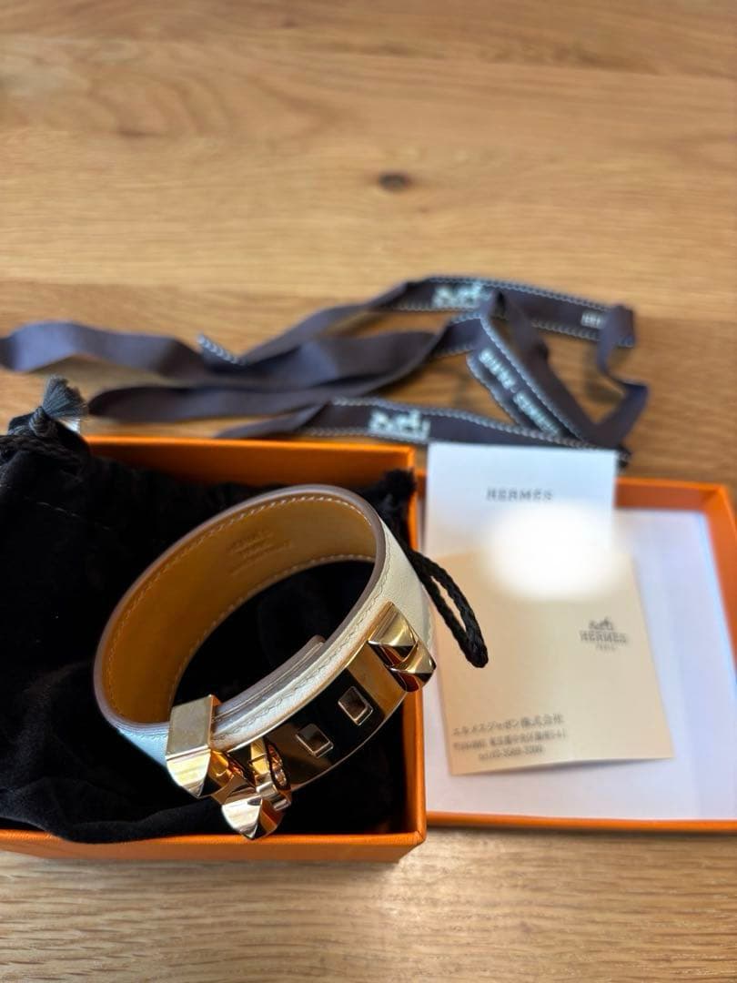 エルメスHERMES レザーブレスレット コリエ・ド・シアン24 ナタ・PG金具
