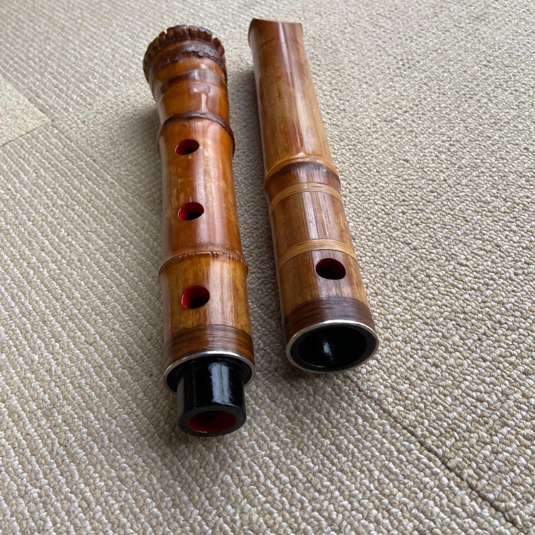 181尺八　一尺六寸管　銘眞山　ニ印