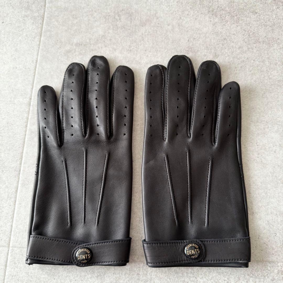 DENTS　手袋　グローブ　ヘアシープ　ラムレザー　M　イングランド製　黒