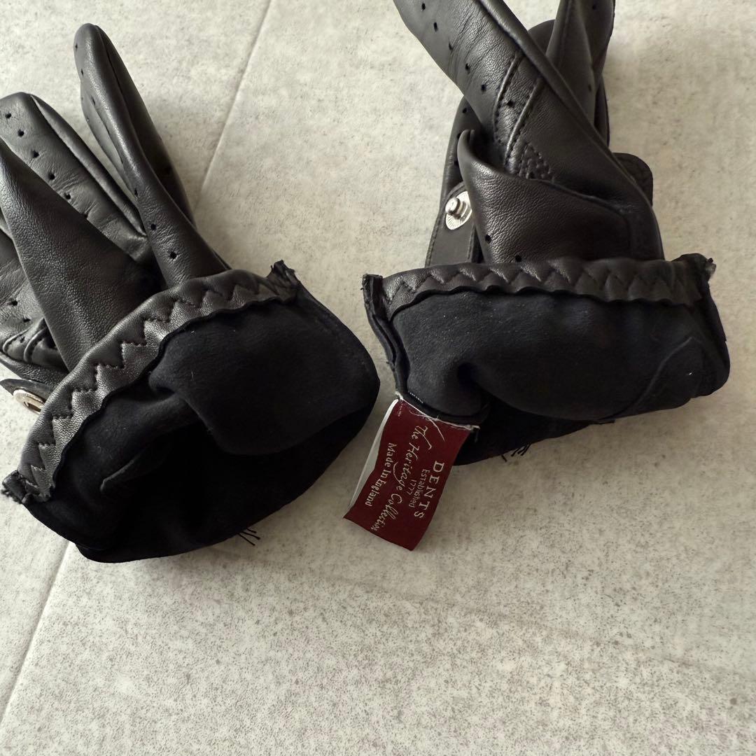 DENTS　手袋　グローブ　ヘアシープ　ラムレザー　M　イングランド製　黒