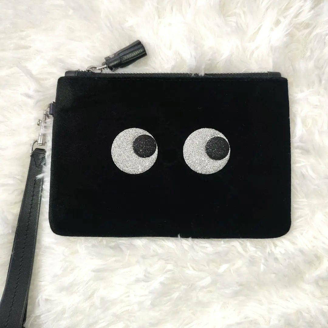 【アニヤハインドマーチ】グリッター アイズ ベルベット ポーチ　クラッチ バッグ