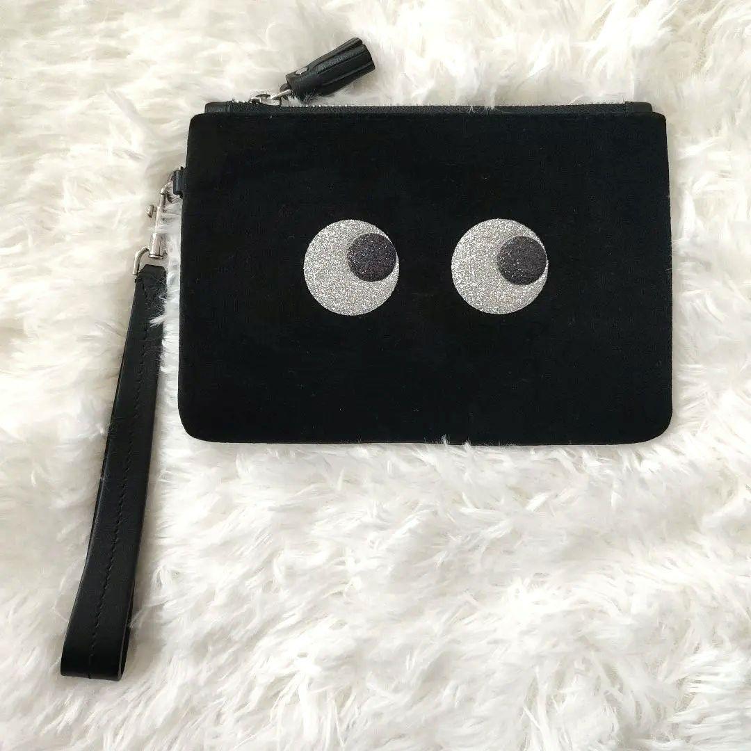 【アニヤハインドマーチ】グリッター アイズ ベルベット ポーチ　クラッチ バッグ