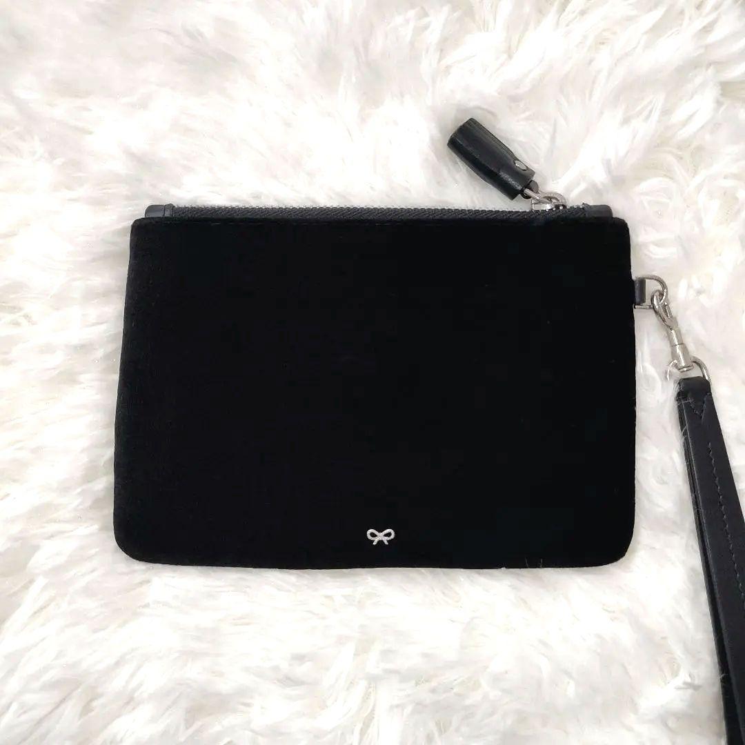 【アニヤハインドマーチ】グリッター アイズ ベルベット ポーチ　クラッチ バッグ