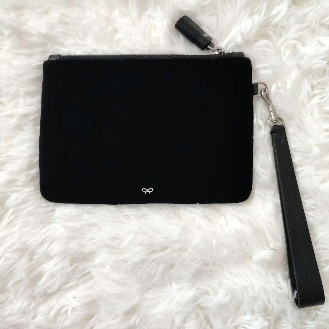 【アニヤハインドマーチ】グリッター アイズ ベルベット ポーチ　クラッチ バッグ