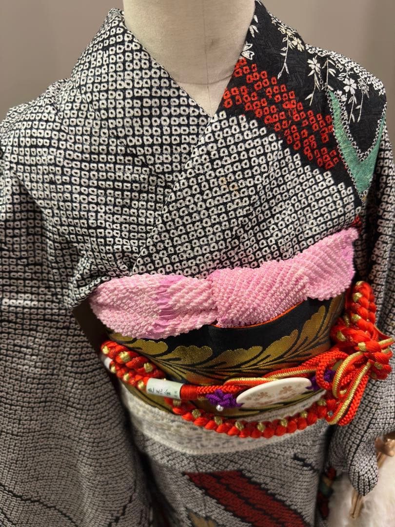 高級総絞り　正絹　七五三　着物　フルセット