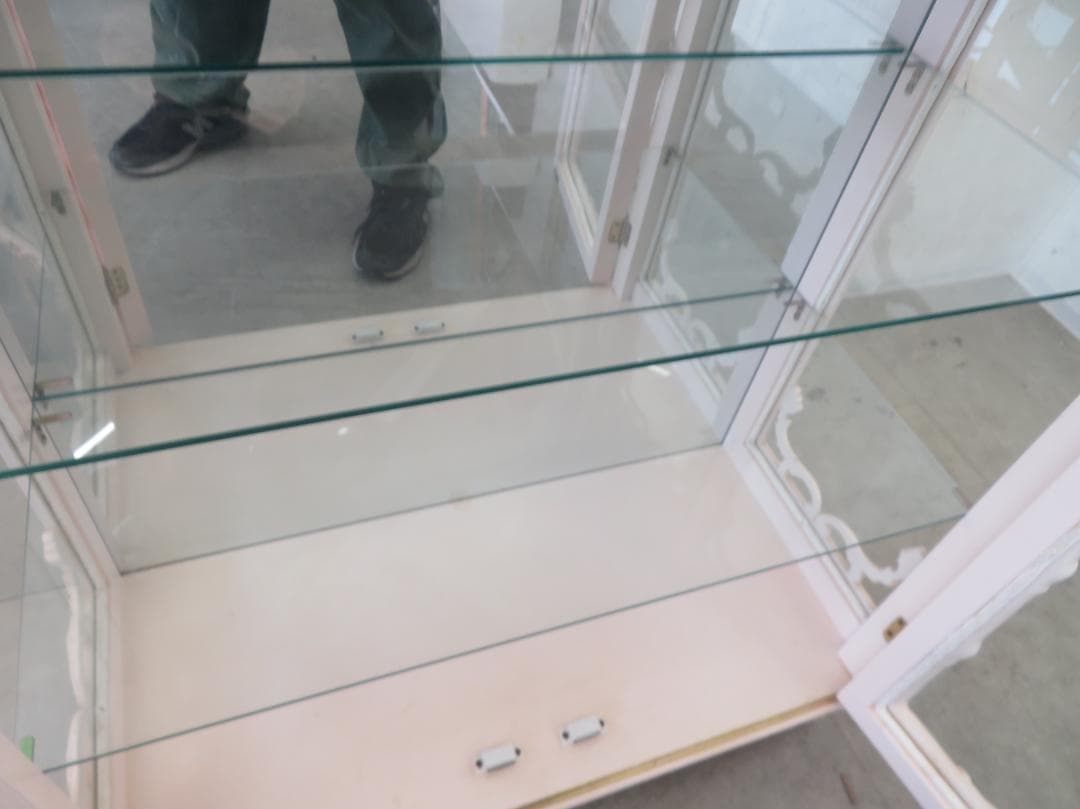 美品■ロココ■姫家具■花柄■ガラスキャビネット■ディスプレイケース■飾り棚■