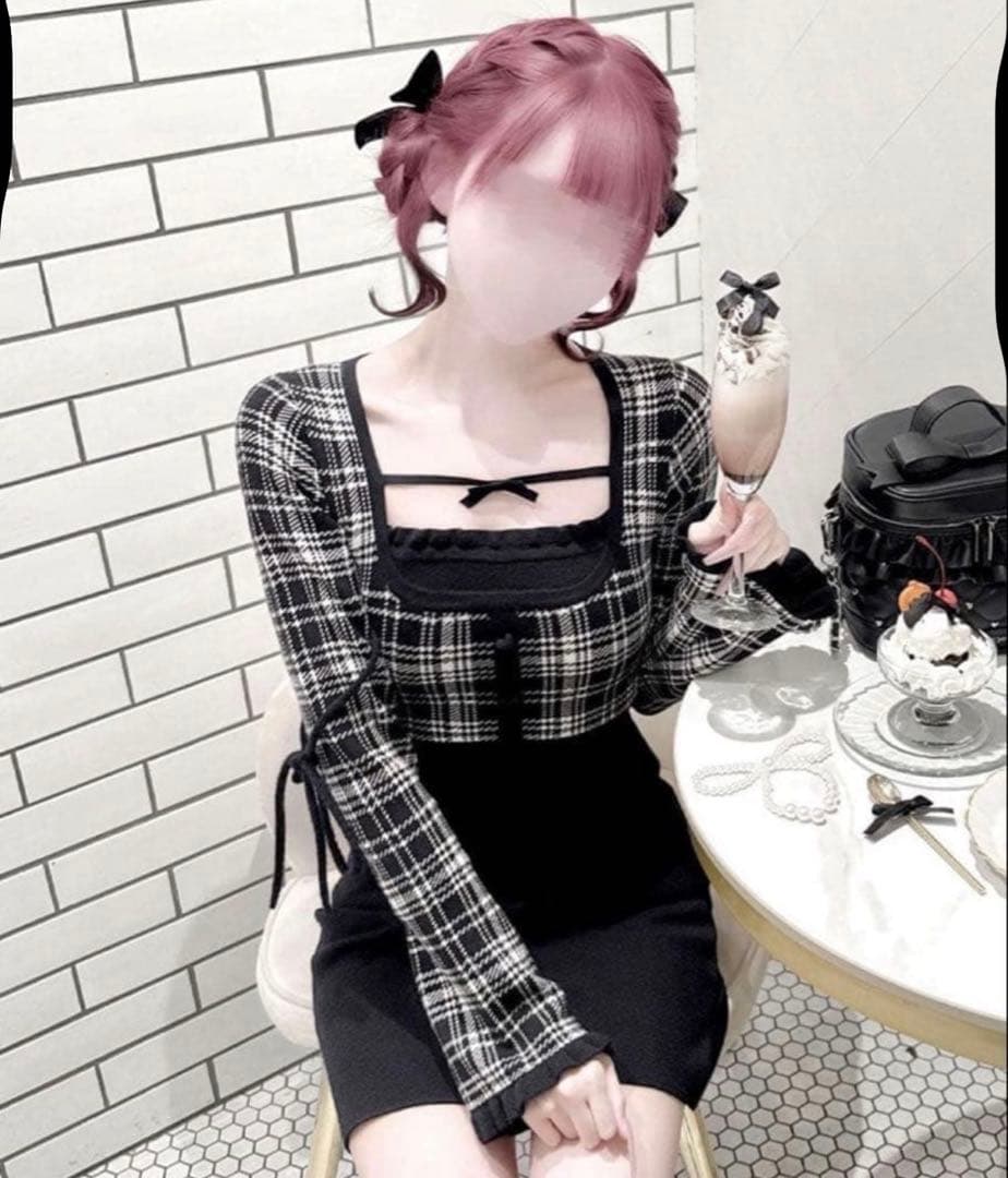 ハニーミュウ チェックリボンドッキングワンピース HONEY MEWの通販