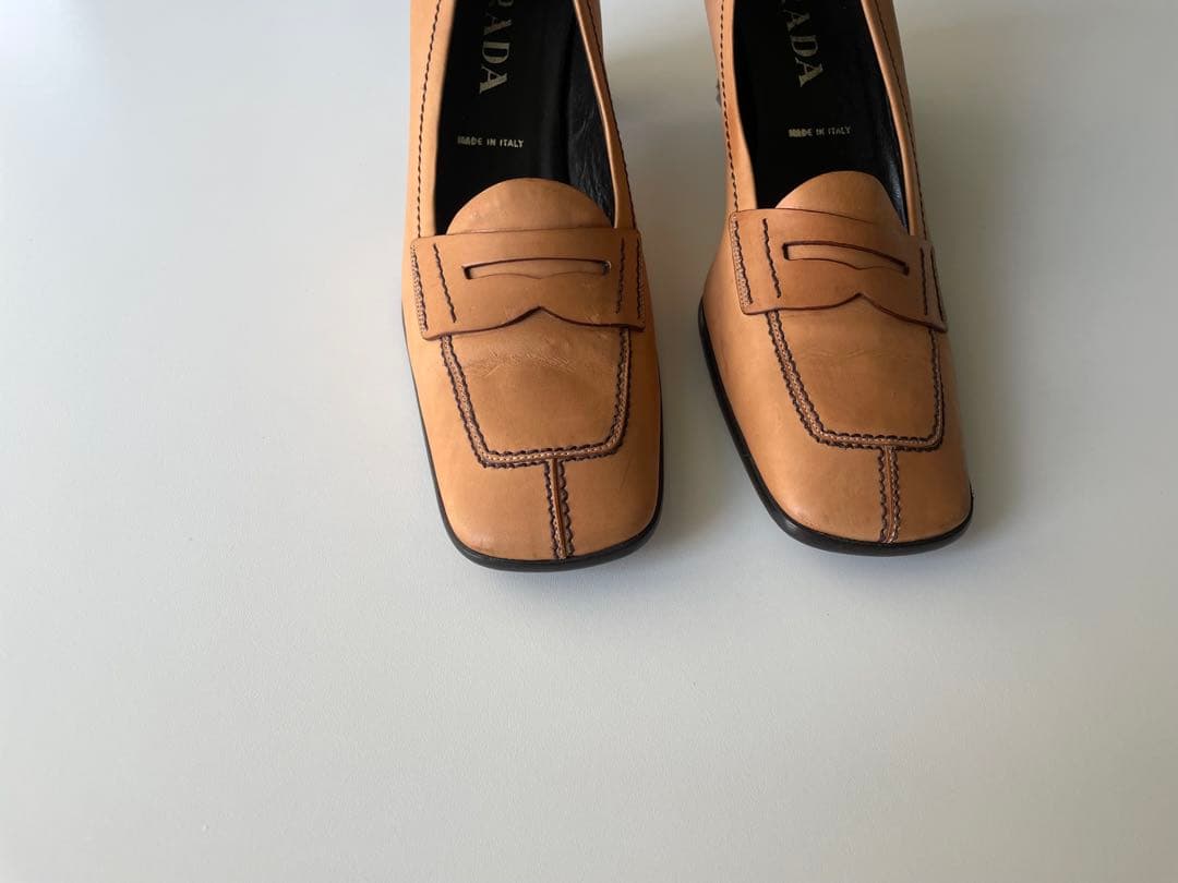 専用 Prada Square Toe Leather Shoes 38 1/2