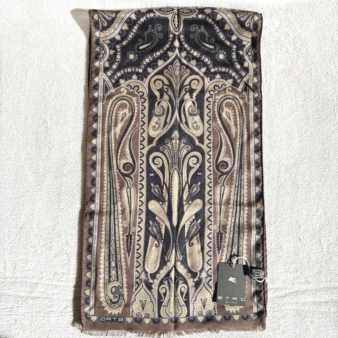 【新品】ETRO エトロ ペイズリー柄 ストール マフラー　イタリア製　シルク混