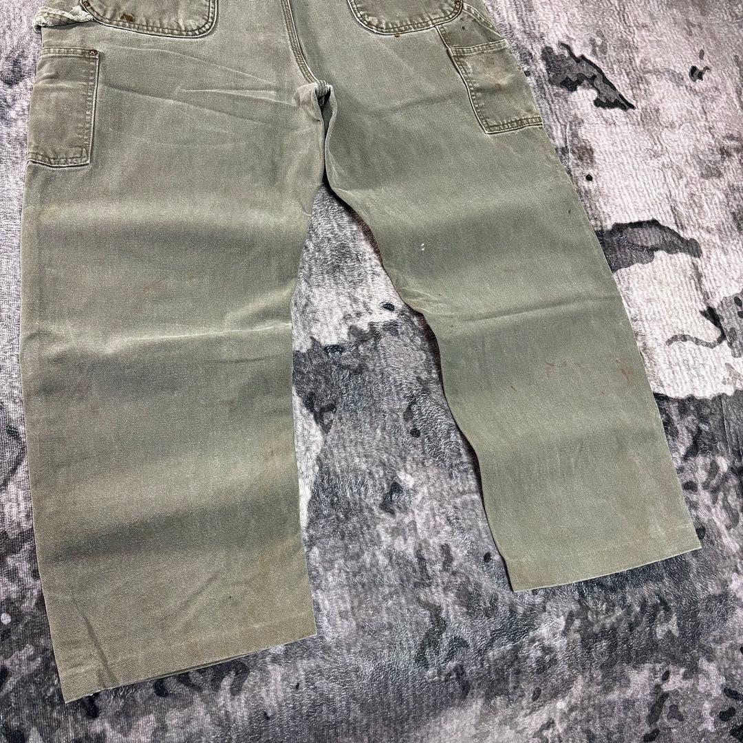 W38 Carhartt 裾カット 極上フェード オリーブ 金ボタン 一点物