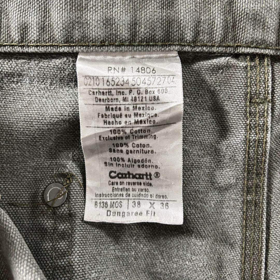 W38 Carhartt 裾カット 極上フェード オリーブ 金ボタン 一点物