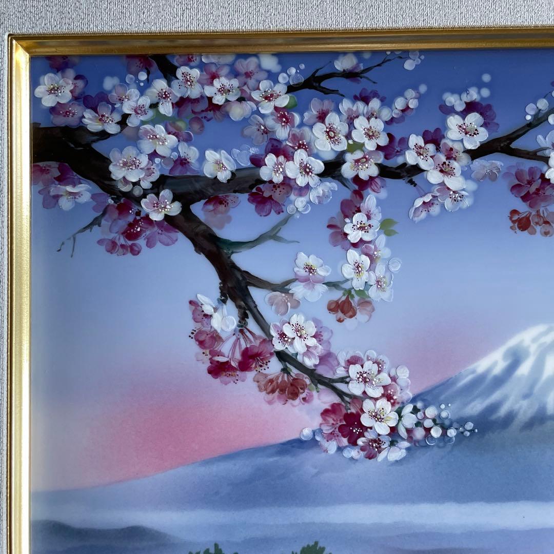 □美術品□桜に富士・陶板画□H.Bretscheider・01／25◇マイセン