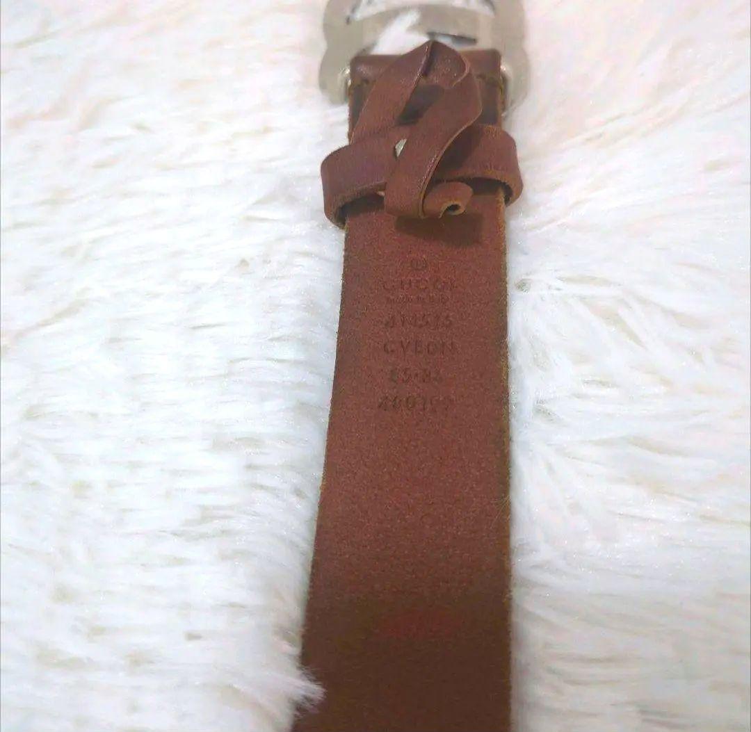 美品✨️　GUCCI　マーモント　ベルト　レザー　ブラウン　ビッグロゴ シルバー