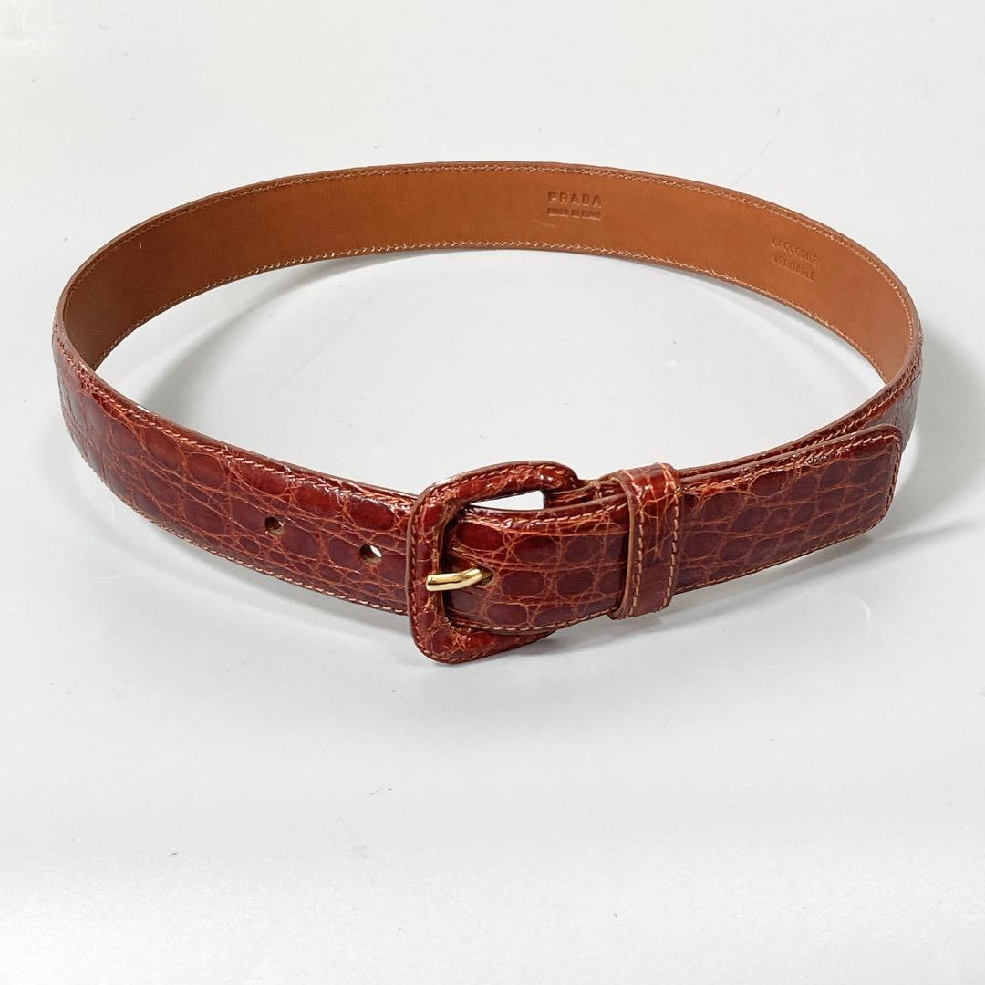 PRADA プラダ クロコダイル ベルト レザー ワニ革 70/28