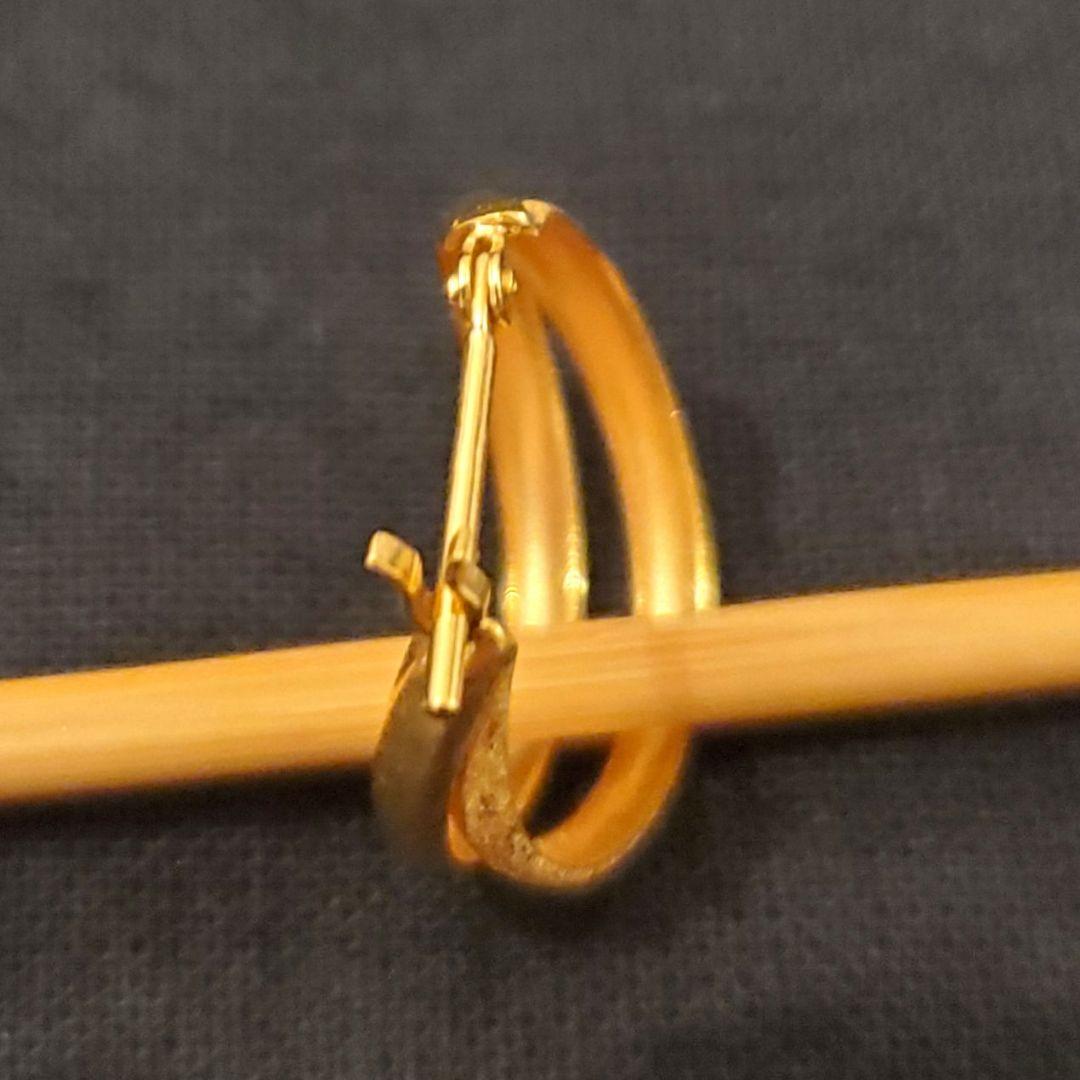 K18イエローゴールド ダブルリング ピアス(片耳用)