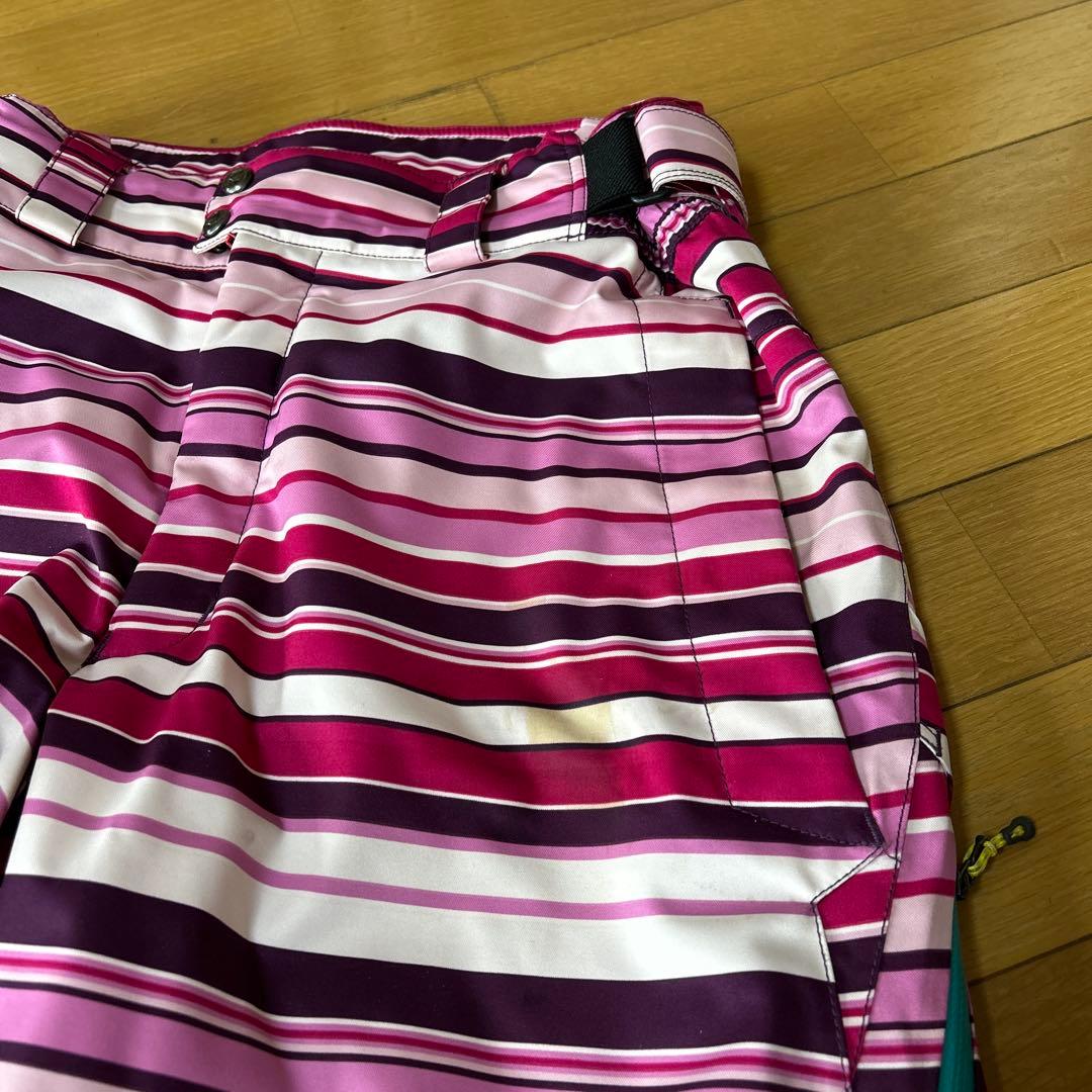 スキーウェア ピンク/紫 ストライプ