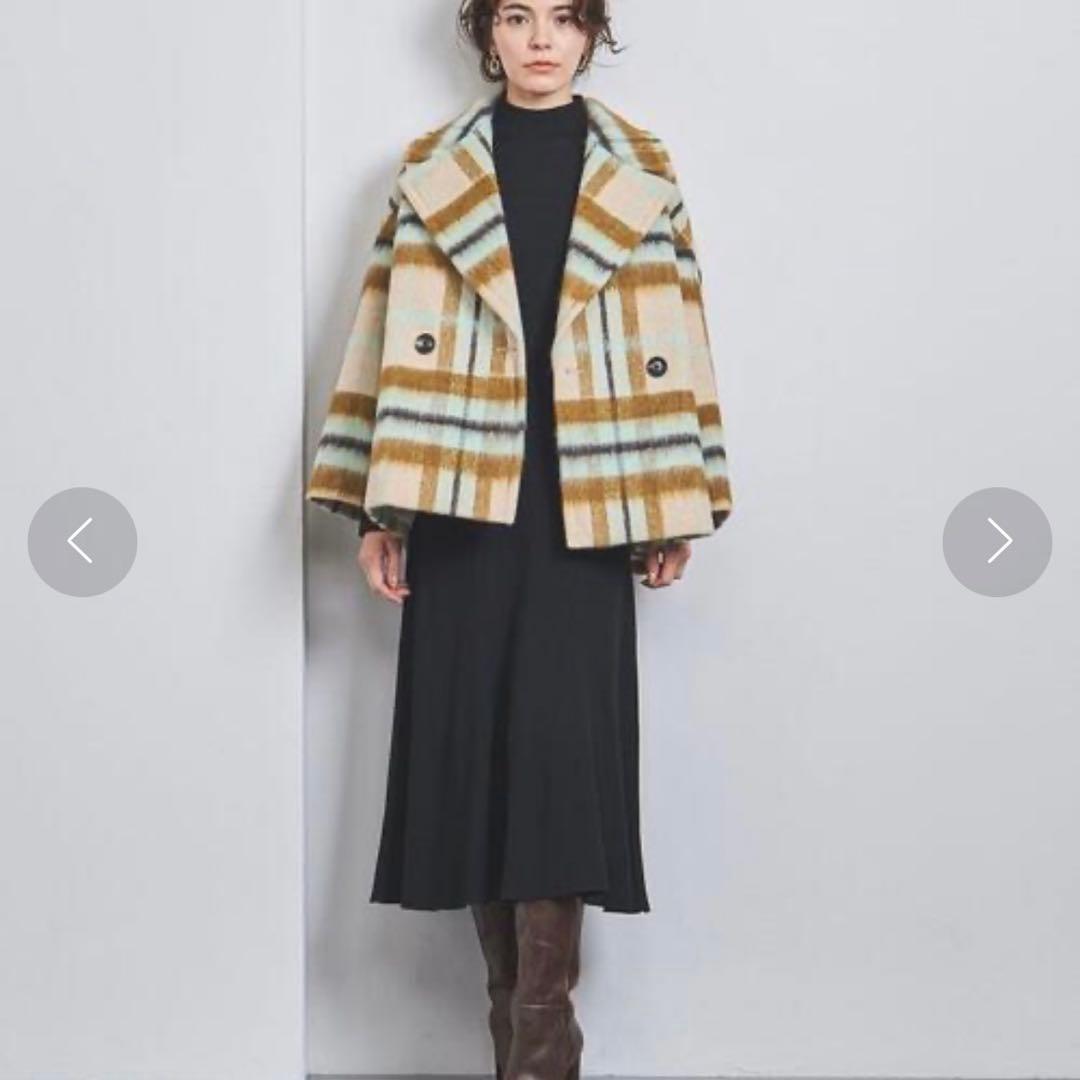 ユナイテッドアローズ　シャギーチェックショートコート