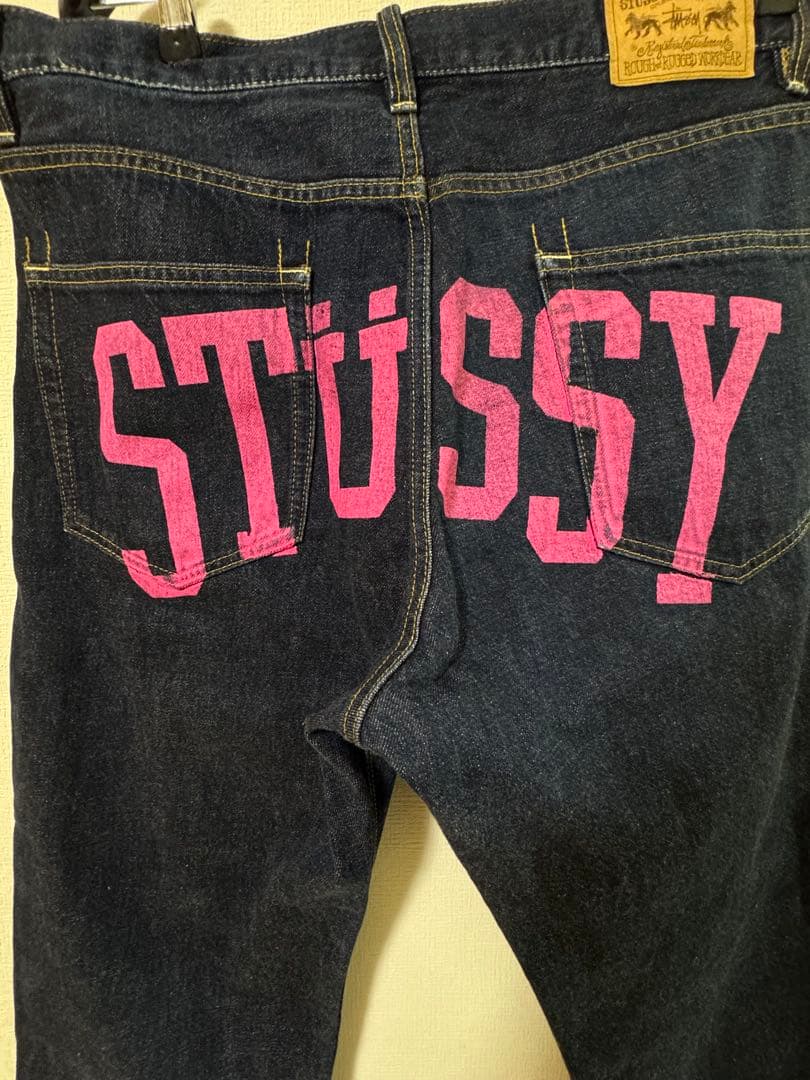 STUSSY バックペンキロゴ デニムパンツ サイズ34 希少 90s