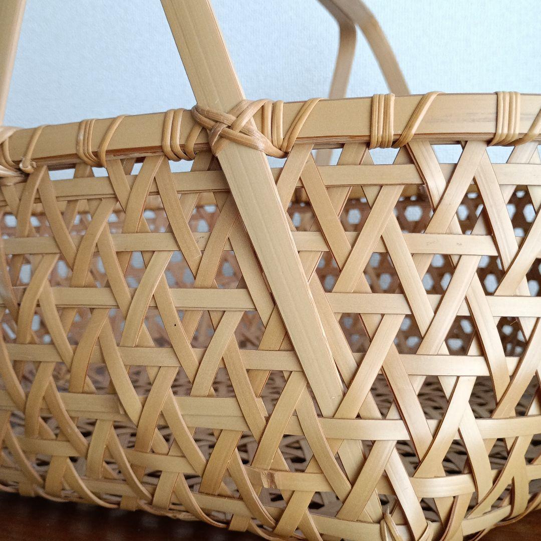 竹製籠 宮崎 作家物 竹細工 バスケット 大きめかご 天然素材 亀甲