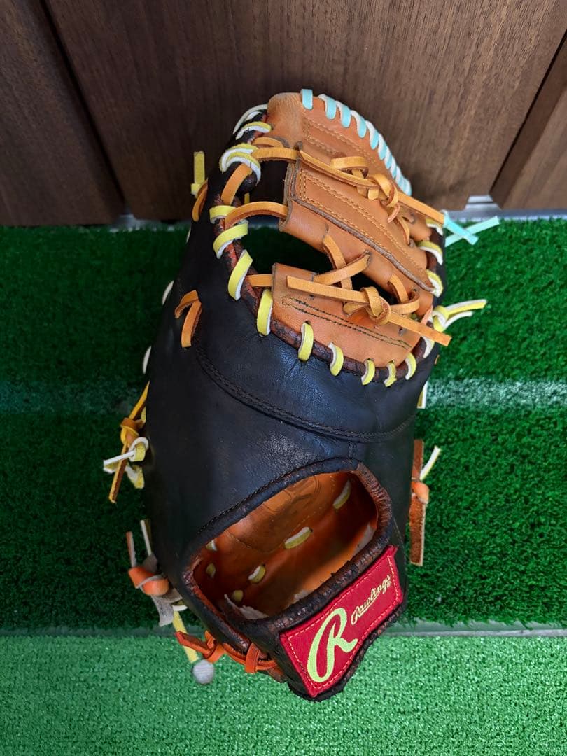 Rawlings 軟式ファーストミット黒/オレンジ