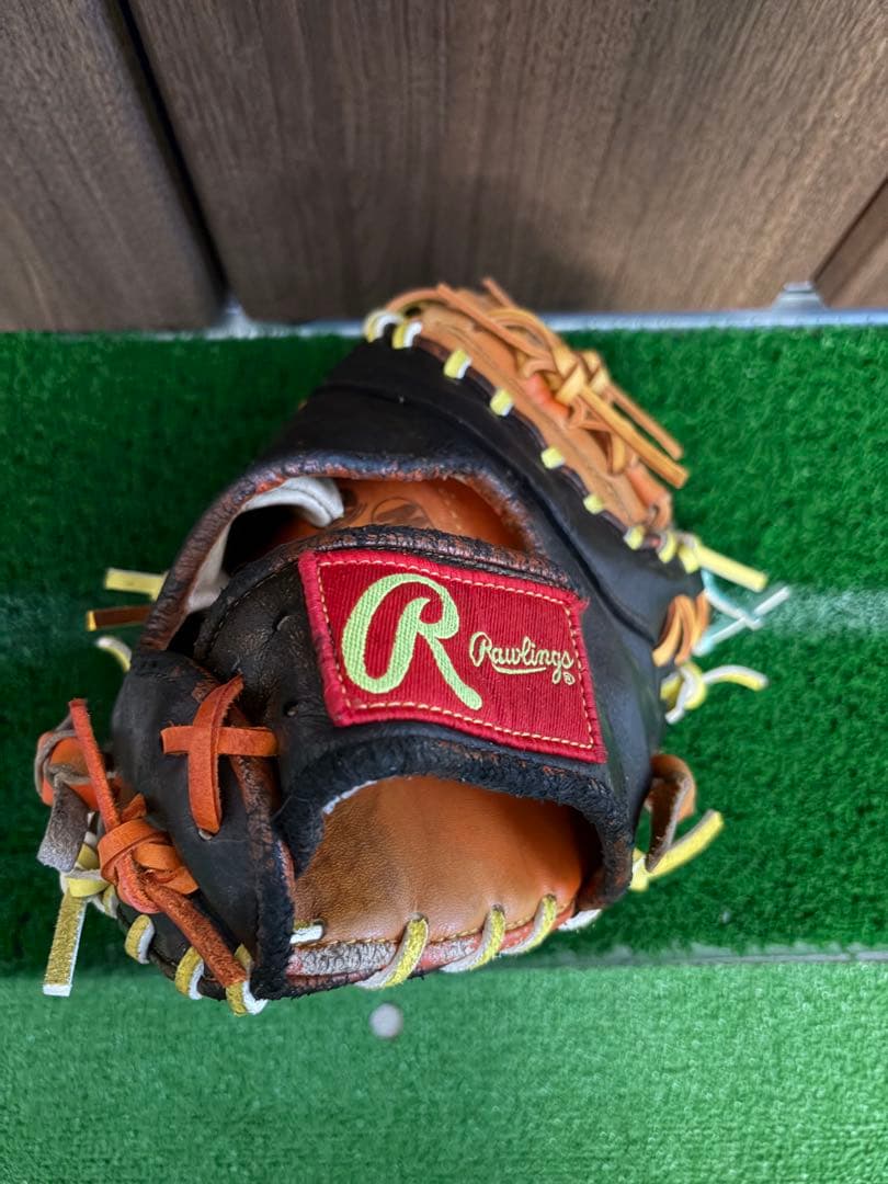 Rawlings 軟式ファーストミット黒/オレンジ
