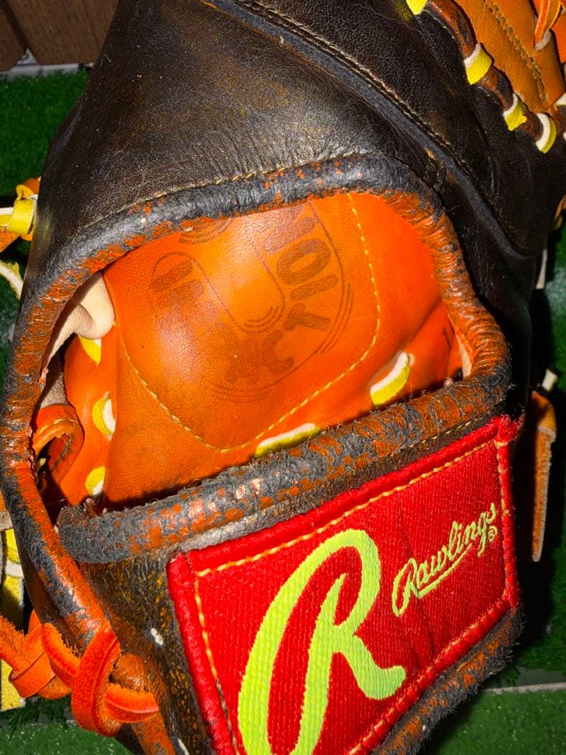 Rawlings 軟式ファーストミット黒/オレンジ