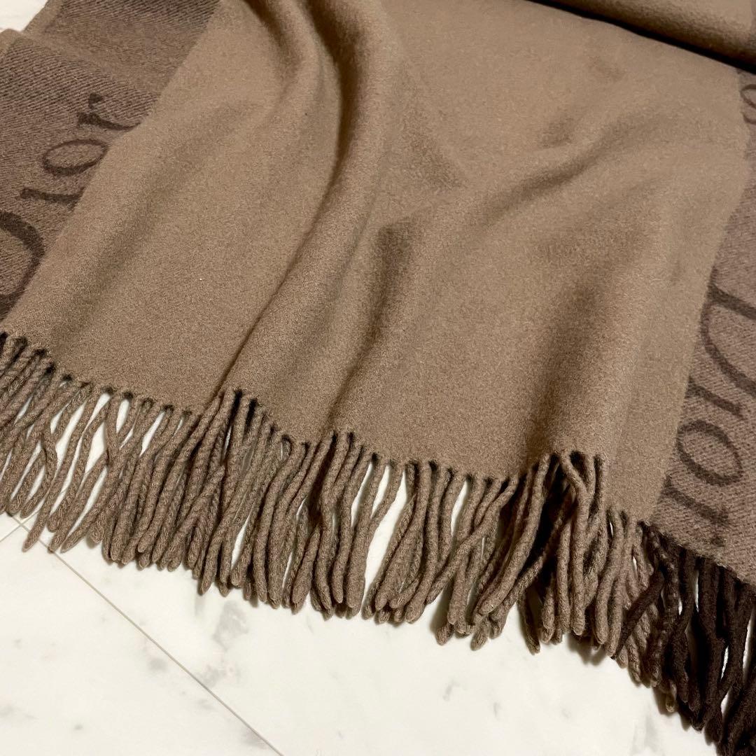 クリスチャンディオール✨大判ストール ショール 膝掛け デカロゴ カシミヤ混