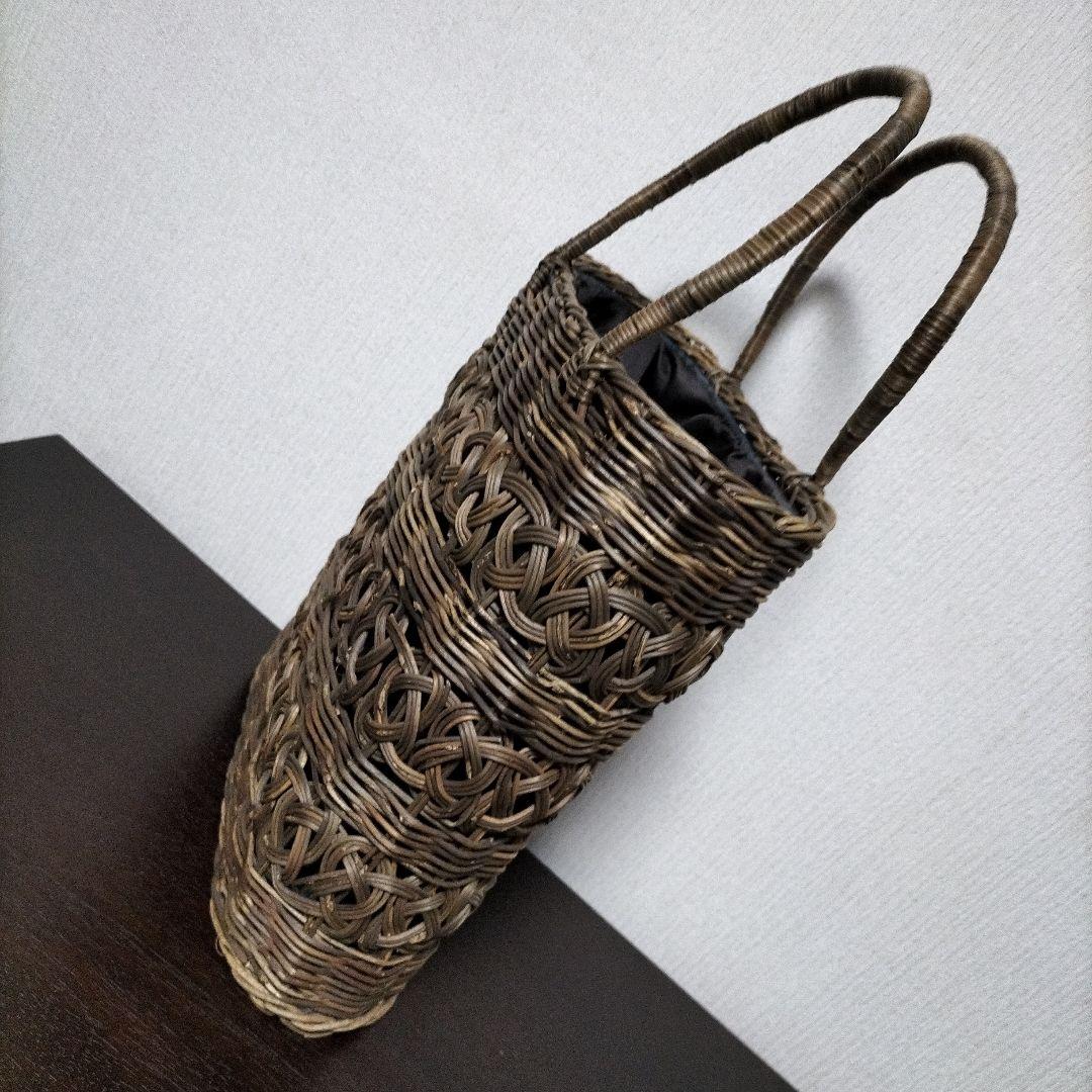 つるかご 巾着付 工芸品 ヴィンテージ 黒葛 くろかずら