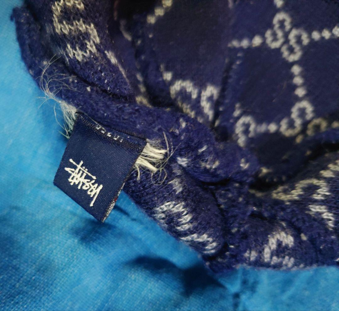 old stussy モノグラム ビーニー ワッチキャップ ニット帽 90s