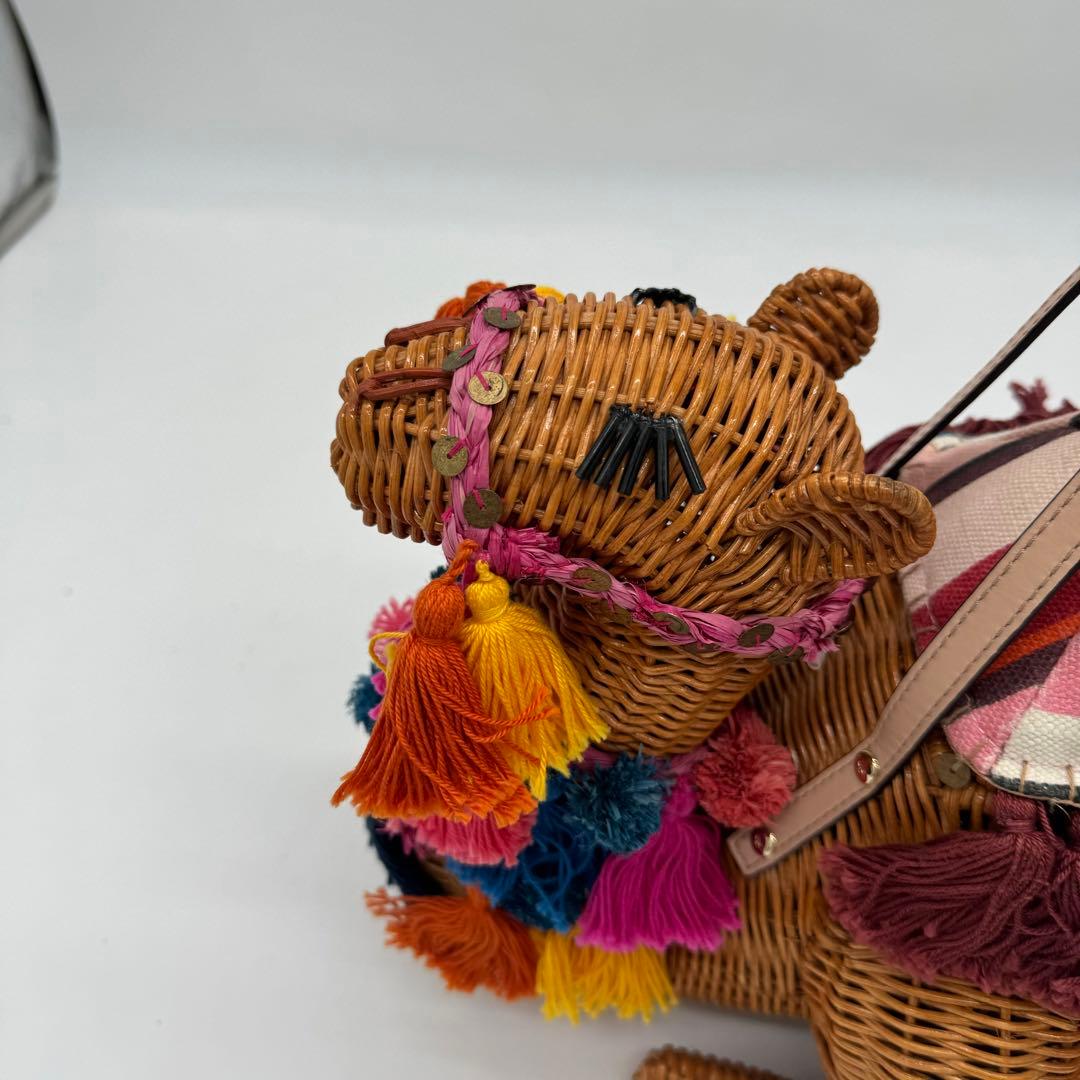 稀少】 ケイトスペード ラクダ らくだ ハンドバッグ ラタン タッセル