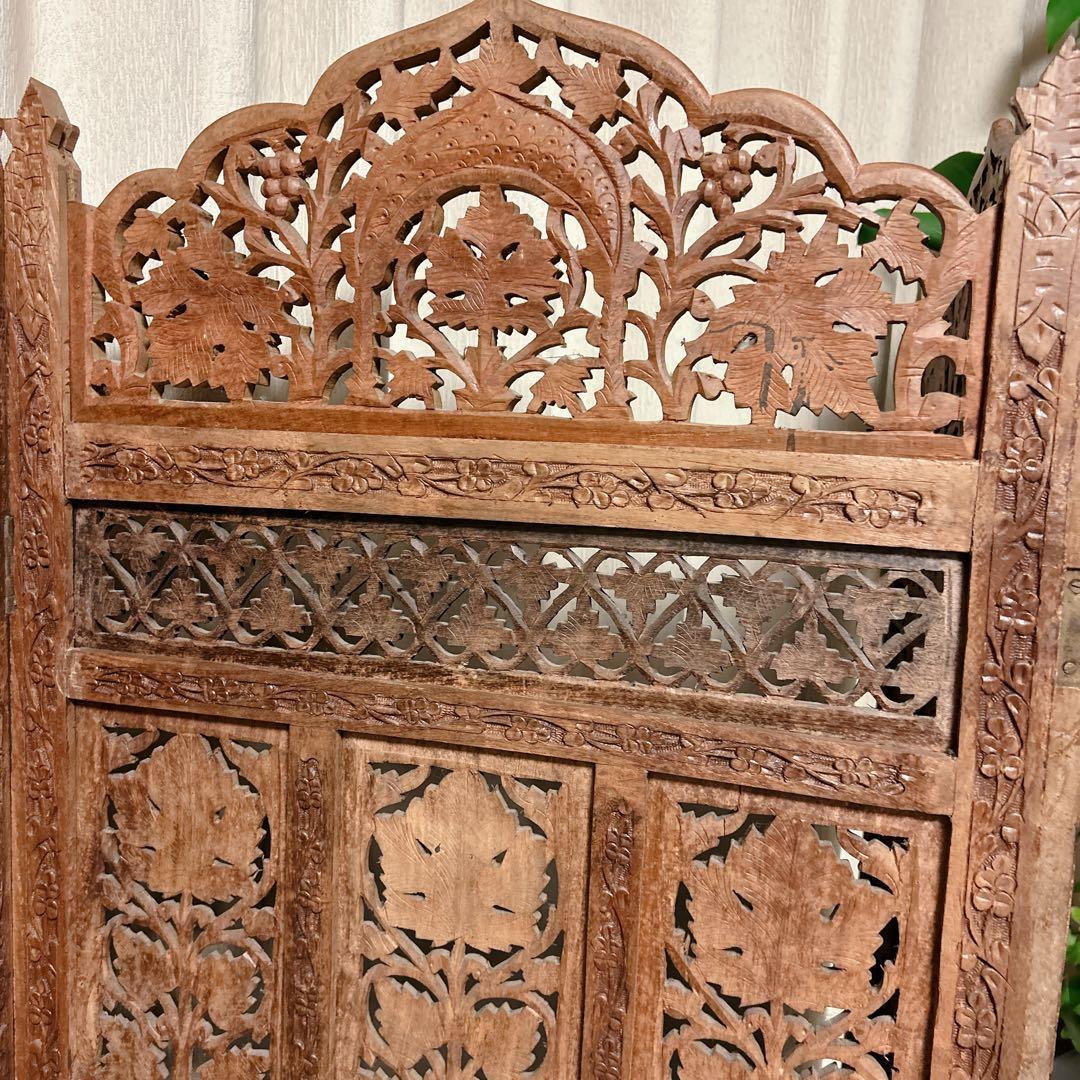 アジアン 木彫りパーテーション 4連 幅200cm×高さ155 ついたて - メルカリ